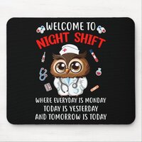 Owl Night Shift Funny Nurse Nursing Rn Lpn Cna For Mouse Pad