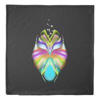 Colorful Cyan Black Oracle Owl Two Looks in One Duvet Cover