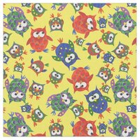 Cute Owls on Yellow Fabric to Customize