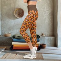 Vibrant Sugar Skull Owl Red Roses Capri Leggings