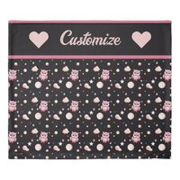 Pink Owl Moonlight Pattern Duvet Cover