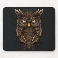 Ornate Tribal Owl Mouse Pad
