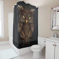 Ornate Tribal Owl Shower Curtain