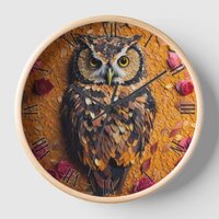 Flower Petal Owl #2 Clock