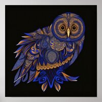 Lapis Paisley Owl Poster