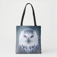 Snowy Owl Ice Stare Tote Bag