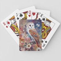 Colourful Barn Owl painting Playing Cards
