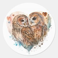 Barred Owls in love Classic Round Sticker