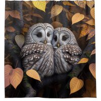 Cuddling Ural Owls Shower Curtain