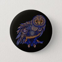 Lapis Paisley Owl Button