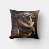 Steampunk Barn Owl Throw Pillow
