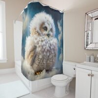 Fluffy Cloud Baby Owl Shower Curtain