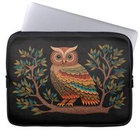 Gond style Owl Laptop Sleeve