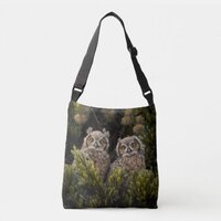 Adorable Great Horned Owl babies Crossbody Bag