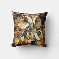 Paper Marbling Owl #1 Throw Pillow