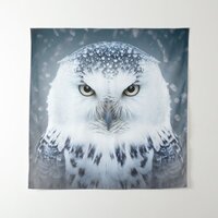 Snowy Owl Ice Stare Tapestry