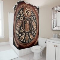 Warli Style Owls Shower Curtain