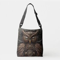 Ornate Clockwork Owl Crossbody Bag