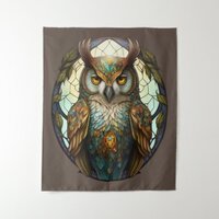 Stained Glass Owl 1 Tapestry