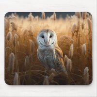 Barn Owl in field Mouse Pad