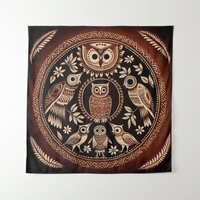 Warli Style Owls Tapestry