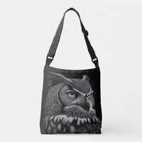 Scratchboard style Horned Owl Crossbody Bag