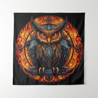 Fiery Mandala Owl #3 Tapestry