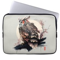 Japanese Samurai Owl Laptop Sleeve