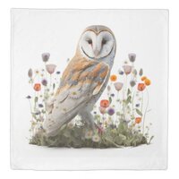 Floral Barn Owl Duvet Cover