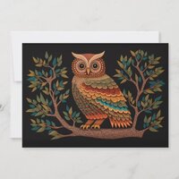 Gond style Owl Thank You Card