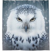 Snowy Owl Ice Stare Shower Curtain