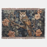 Owl Fabric Design #1 Throw Blanket