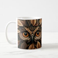 Owl face in leaves #4 coffee mug