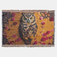Flower Petal Owl #2 Throw Blanket