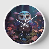 Mushroom Forest Owl Clock