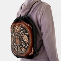 Warli Style Owls Drawstring Bag