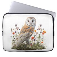 Floral Barn Owl Laptop Sleeve