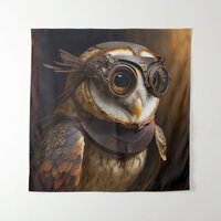 Steampunk Barn Owl Tapestry