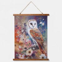 Colourful Barn Owl painting Hanging Tapestry