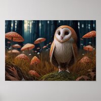 Mushroom Owl Poster