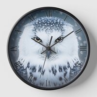 Snowy Owl Ice Stare Clock