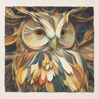 Paper Marbling Owl #1 Scarf