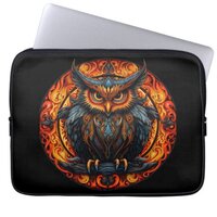 Fiery Mandala Owl #3 Laptop Sleeve