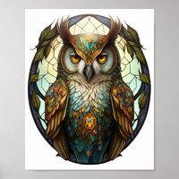Stained Glass Owl 1 Poster