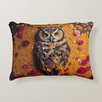 Flower Petal Owl #2 Accent Pillow