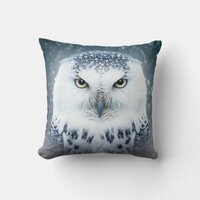 Snowy Owl Ice Stare Throw Pillow