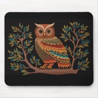 Gond style Owl Mouse Pad