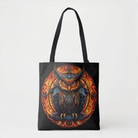 Fiery Mandala Owl #3 Tote Bag