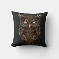 Ornate Tribal Owl Throw Pillow