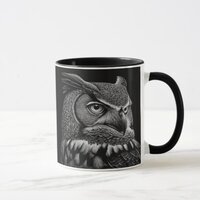 Scratchboard style Horned Owl Mug